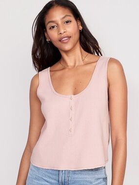 Old Navy Thermal-Knit Cropped Henley Tank Top XL